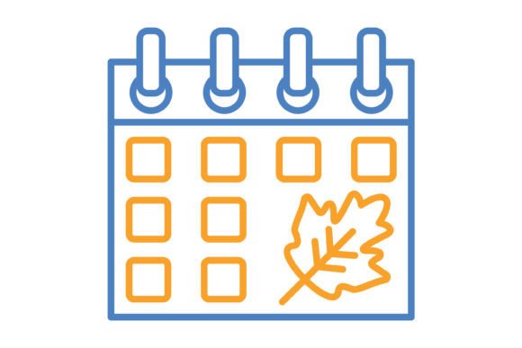 Autumn Calendar Blue & Orange Line Icon: A Seasonal Design Asset