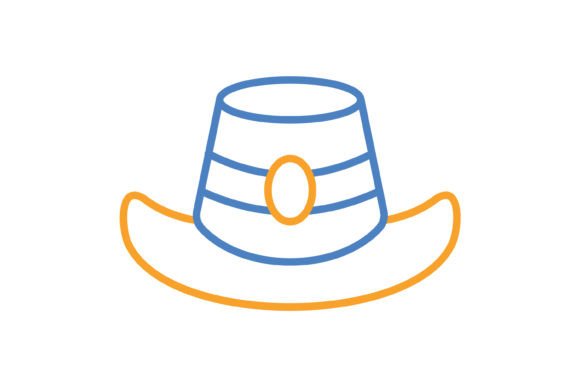 Autumn Hat Blue & Orange Line Icon: A Versatile Design Asset