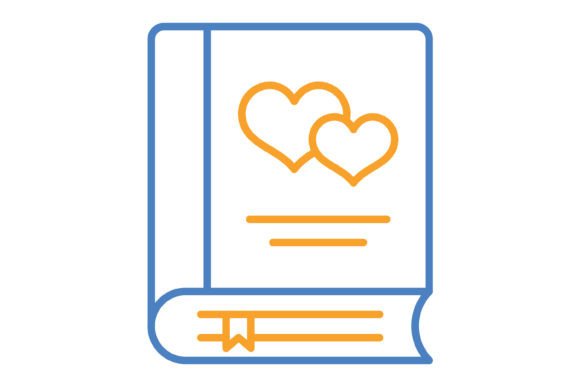 Book Blue & Orange Line Icon: Versatile Design Asset