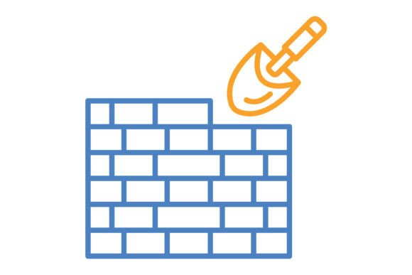 Brickwall Blue & Orange Line Icon: A Versatile Design Asset