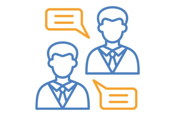 Chatting Blue & Orange Line Icon: Vibrant Visuals for Modern Design