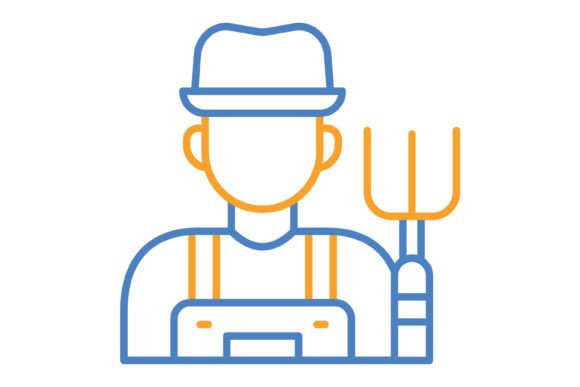 Farmer Blue & Orange Line Icon: A Vibrant Icon Set for Modern Design