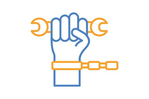 Forced Labour Blue & Orange Line Icon: A Versatile Design Asset