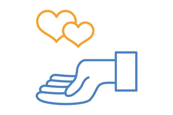 Give Love Blue & Orange Line Icon: A Versatile Design Asset