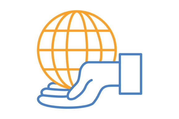Globe Blue & Orange Line Icon: A Versatile Design Asset