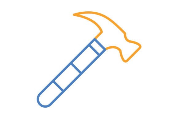 Hammer Blue & Orange Line Icon: A Versatile Design Asset