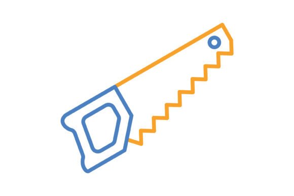 Handsaw Blue & Orange Line Icon: A Practical Design Asset