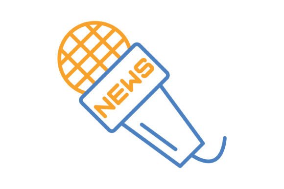 Microphone Blue & Orange Line Icon: A Versatile Design Asset