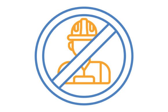 No Child Labor Blue & Orange Line Icon: A Modern Symbol for Ethical Design