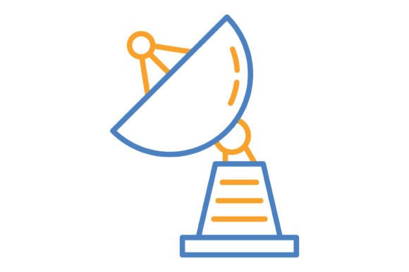 Satellite Dish Blue & Orange Line Icon: A Versatile Asset