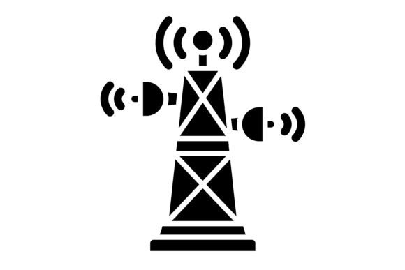 Signal Tower Glyph Icon: Modern Connectivity in Vector Form