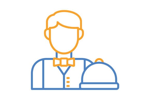 Waiter Blue & Orange Line Icon: Elevate Your Design Projects