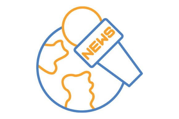 Worldwide News Blue & Orange Line Icon: A Design Essential